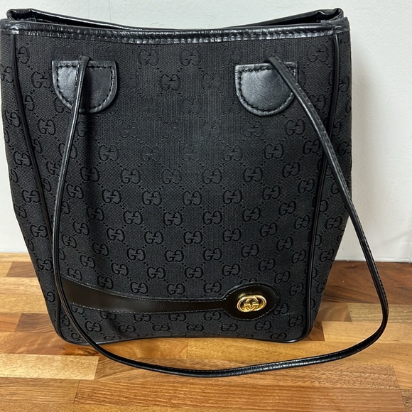 Vintage Gucci Monogram Handbag Black - Picture 3 of 11